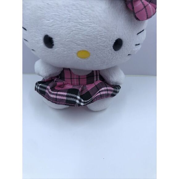 Ty Hello Kitty Plush 6” Stuffed Animal Pink Plaid Bow Dress Soft Toy By Sanrio - Picture 3 of 13